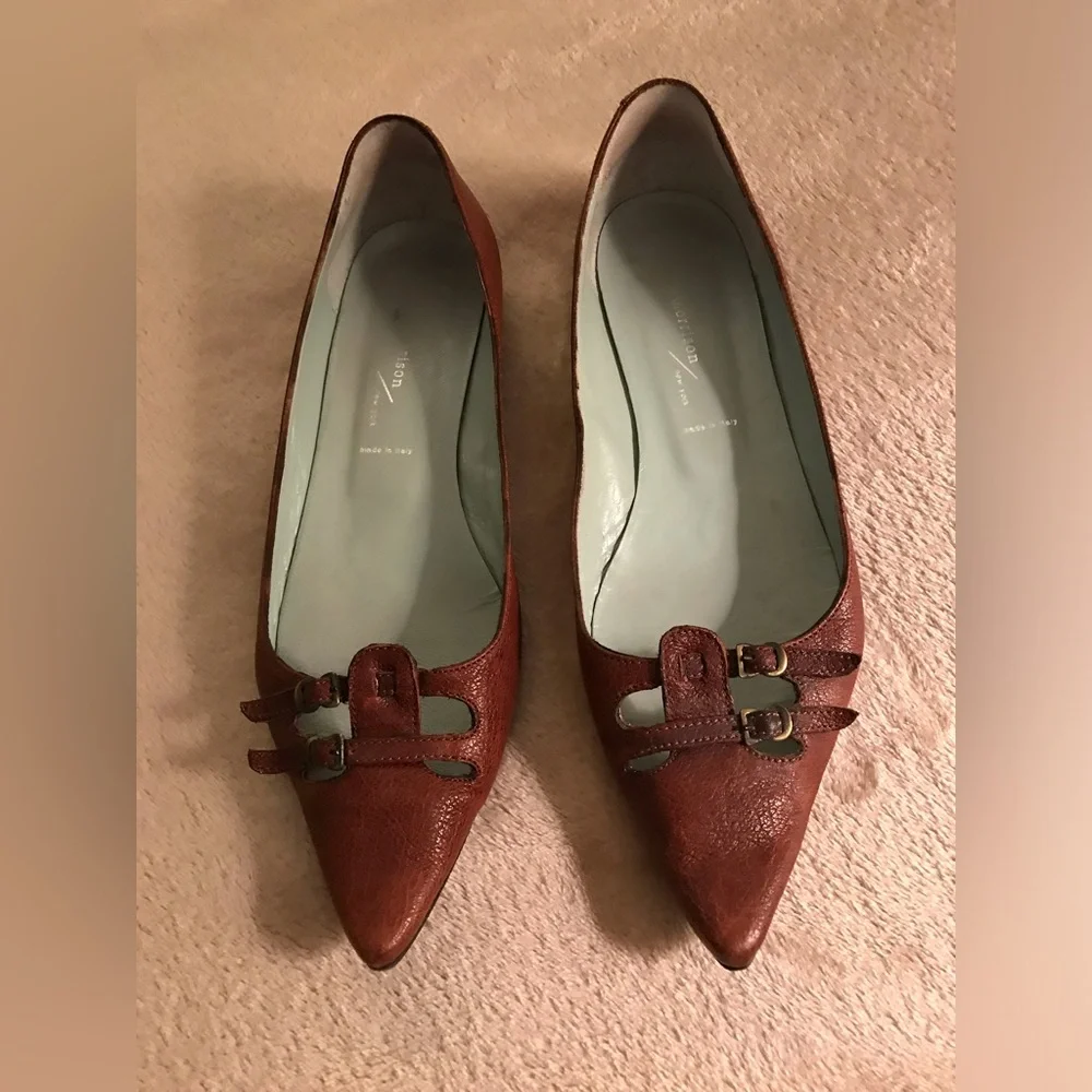 Sigerson Morrison Brown Pointed Toe Leather Flats